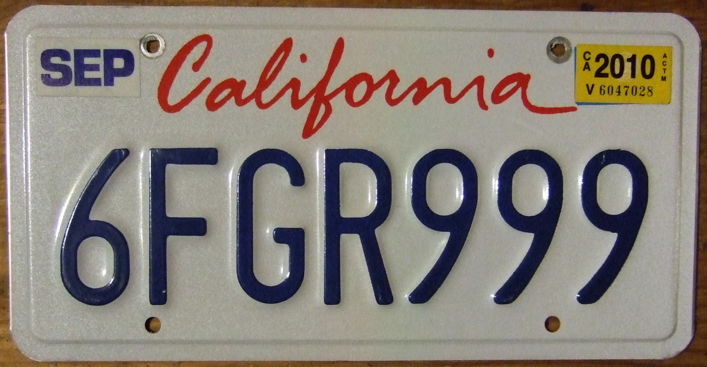 California License Plate Dimensions